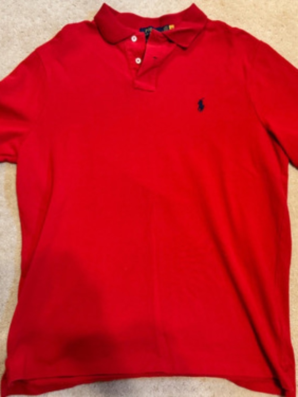 Ralph Lauren Polo Shirt Mens Size Large Red Pony Casual Short Sleeve